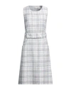 Fedeli Woman Midi Dress Light Blue Size 6 Viscose, Virgin Wool, Linen In Multi