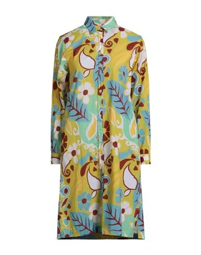 Fedeli Woman Midi Dress Lime Green Size 6 Cotton, Elastane In Multi
