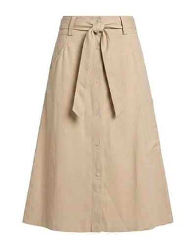 Fedeli Woman Midi Skirt Beige Size 6 Viscose, Linen