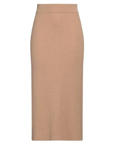 Fedeli Woman Midi Skirt Sand Size 6 Cashmere In Brown