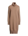 Fedeli Woman Mini Dress Camel Size 6 Cashmere In Brown