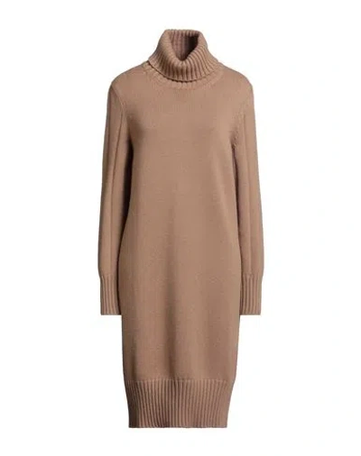 Fedeli Woman Mini Dress Camel Size 6 Cashmere In Brown