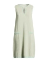 Fedeli Woman Mini Dress Light Green Size 8 Cotton, Linen In Gray