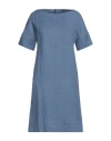 Fedeli Woman Mini Dress Pastel Blue Size 4 Linen