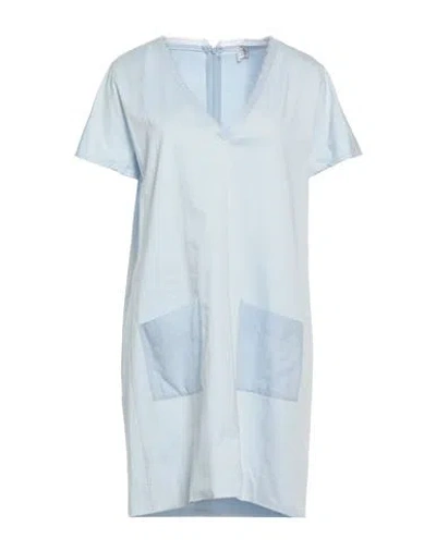 Fedeli Woman Mini Dress Sky Blue Size 12 Cotton, Elastane