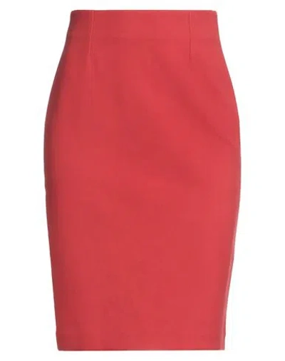 Fedeli Woman Mini Skirt Red Size 8 Cotton, Elastane
