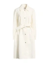 Fedeli Woman Overcoat & Trench Coat Ivory Size 6 Cotton, Elastane In White