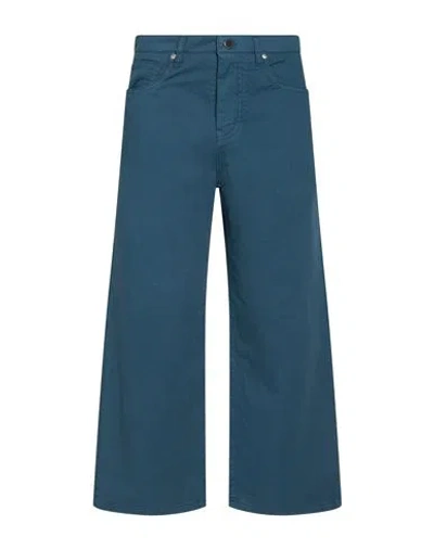 Fedeli Woman Pants Deep Teal Size 6 Cotton, Cashmere, Elastane In Blue