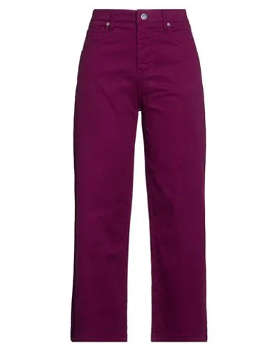 Fedeli Woman Pants Plum Size 6 Cotton, Cashmere, Elastane In Purple