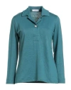 Fedeli Woman Polo Shirt Deep Teal Size 8 Linen, Elastane In Green