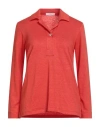 Fedeli Woman Polo Shirt Orange Size 8 Linen, Elastane In Orange