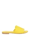 Fedeli Woman Sandals Yellow Size 10 Leather