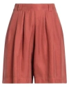 Fedeli Woman Shorts & Bermuda Shorts Rust Size 8 Silk In Red