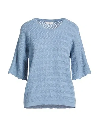 Fedeli Woman Sweater Light Blue Size 8 Linen, Cotton