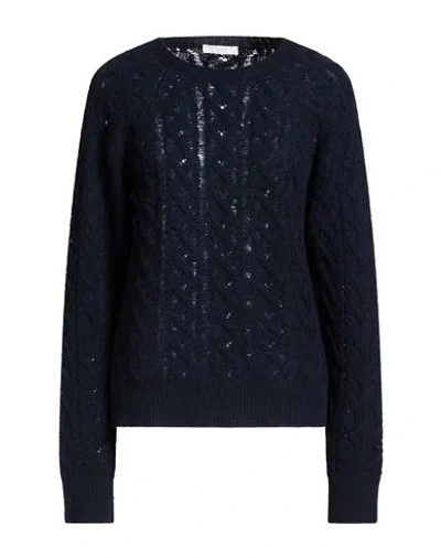 Fedeli Woman Sweater Midnight Blue Size 10 Cashmere In Black