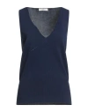 Fedeli Woman Sweater Navy Size 10 Viscose, Cotton In Navy Blue