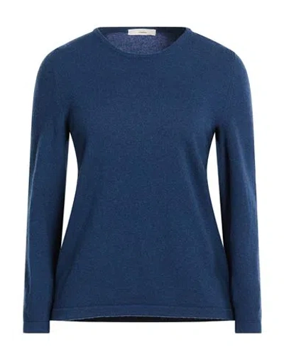 Fedeli Woman Sweater Navy Size 12 Cashmere In Blue