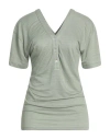 Fedeli Woman Sweater Sage Green Size 6 Linen, Elastane In Sage Green