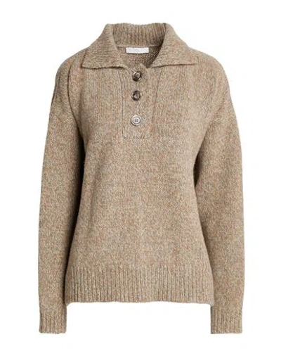 Fedeli Woman Sweater Sand Size M Alpaca Wool, Virgin Wool In Brown