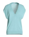 Fedeli Woman Sweater Sky Blue Size 6 Viscose, Cotton In Blue