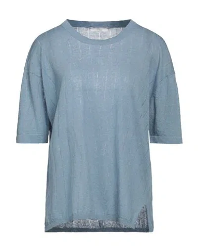 Fedeli Woman Sweater Slate Blue Size M Linen, Cotton In Blue