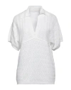 Fedeli Woman Sweater White Size 6 Linen, Cotton In White