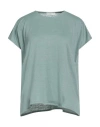 Fedeli Woman T-shirt Sage Green Size 4 Linen, Elastane In Green