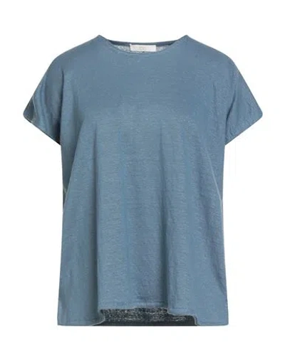 Fedeli Woman T-shirt Slate Blue Size 4 Linen, Elastane