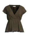 Fedeli Woman Top Military Green Size 6 Viscose, Linen