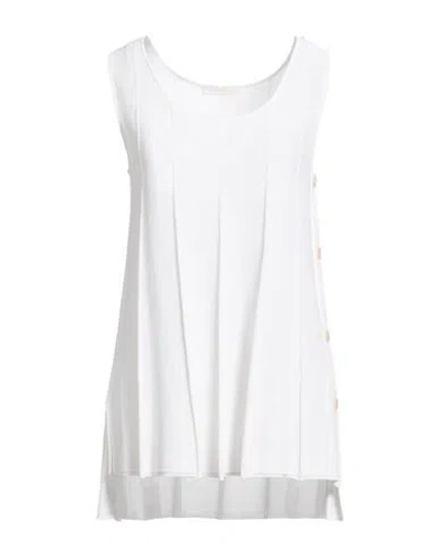 Fedeli Woman Top White Size 6 Viscose, Organic Cotton