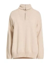 Fedeli Woman Turtleneck Beige Size 6 Virgin Wool, Cashmere In Neutral