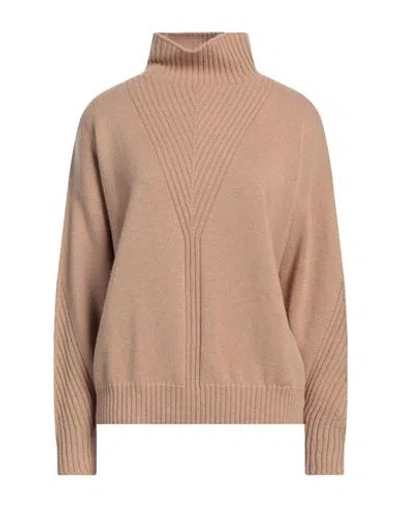 Fedeli Woman Turtleneck Camel Size 8 Cashmere In Beige