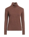 Fedeli Woman Turtleneck Light Brown Size 8 Cashmere In Beige