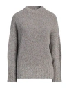 Fedeli Woman Turtleneck Light Grey Size 4 Cashmere, Wool, Polyester In Grey