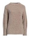 Fedeli Woman Sweater Sand Size 8 Cashmere, Wool, Polyester In Beige