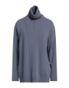 Fedeli Woman Turtleneck Slate Blue Size 6 Virgin Wool, Cashmere In Blue