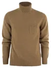 Fedeli Wool And Cashmere Turtleneck Jumper In Camel