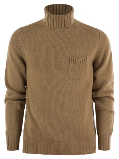 Fedeli Wool And Cashmere Turtleneck Jumper In Camel