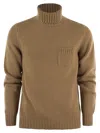 Fedeli Wool And Cashmere Turtleneck Jumper In Camel