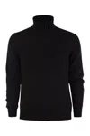 Fedeli Wool And Cashmere Turtleneck Jumper In Night Blue