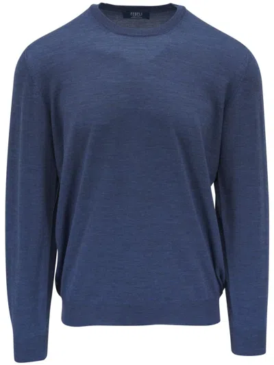 Fedeli Wool Jumper In 蓝色