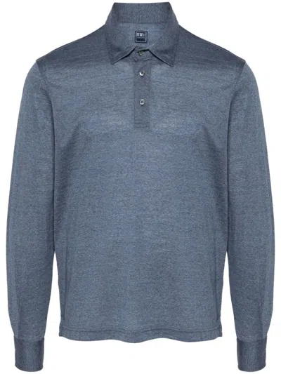 Fedeli Wool Polo Shirt In Blue