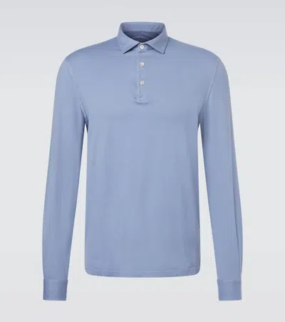 Fedeli Zero Cotton Jersey Polo Shirt In Blue