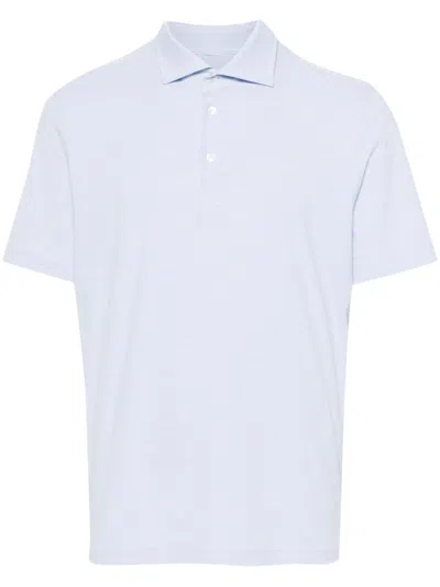 Fedeli Zero Striped Jersey Polo Shirt In Blue