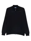 Fedeli Zip-front Panelled Sweater In Blue