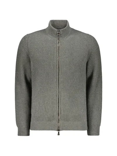 Fedeli Zip High-neck Cardigan In Gray