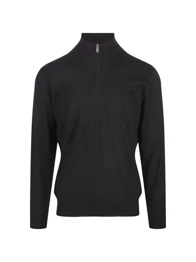 Fedeli Zip High-neck Sweater In Black