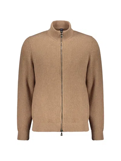 Fedeli Zip Long-sleeve Cardigan In Brown