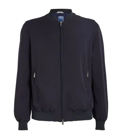 Fedeli Zip-up Bomber Jacket In Navy