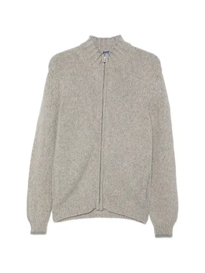 Fedeli Zip-fastening Chunky-knit Cardigan In Gray